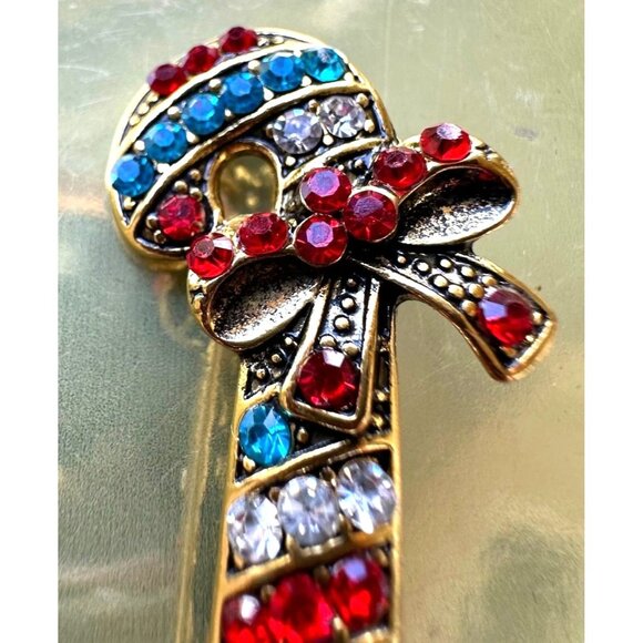 Candy Cane Brooch Pin New Christmas Jewelry Crystal Accents Candyland Ca… - Picture 12 of 13